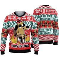 This Is Fine Meme Ugly Sweater