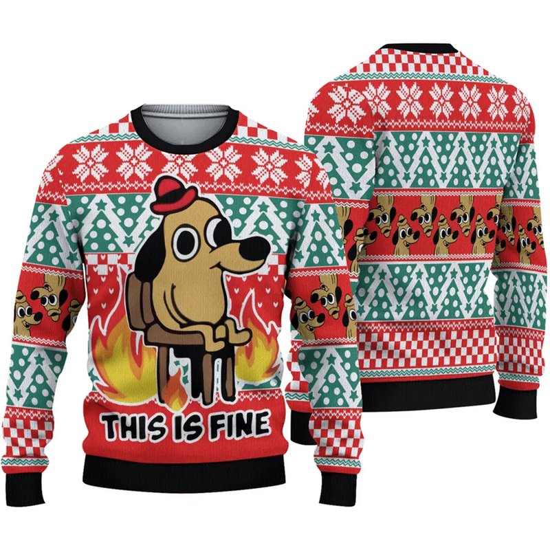 This Is Fine Meme Ugly Sweater — Chandails pour hommes
