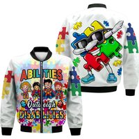 Autism Support Boys Abilities Outweigh Disabilities Men's Bomber Jacket — Casual & Bomber Jackets