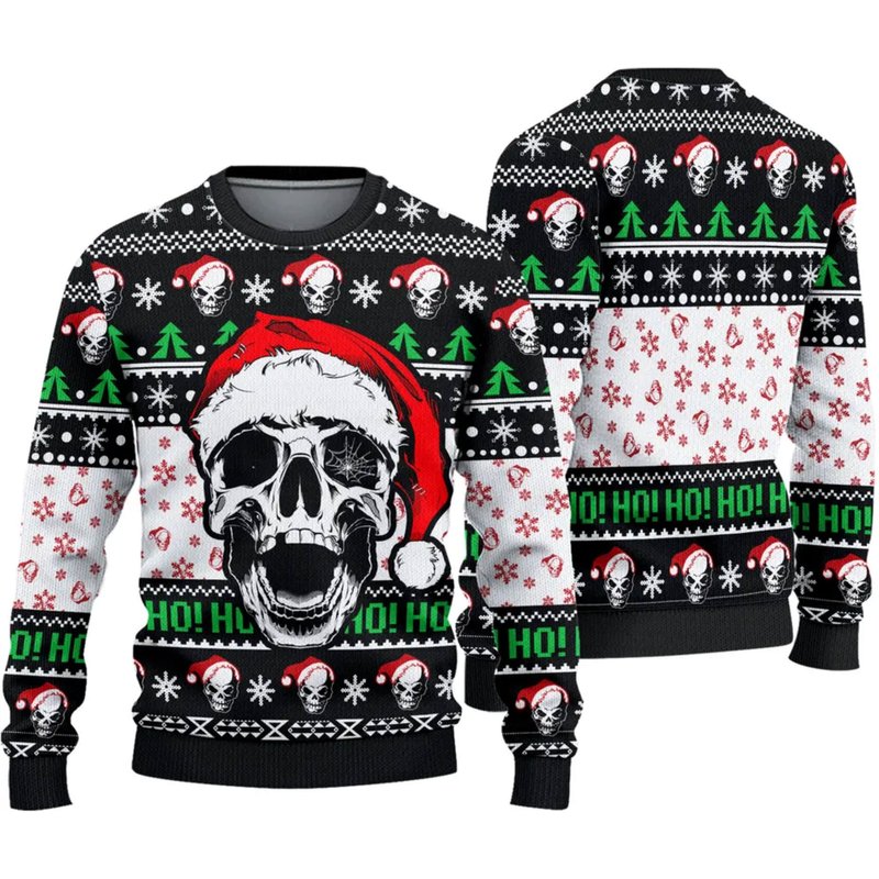 Skull Xmas Ugly Christmas 3d Sweater — Chandails pour hommes