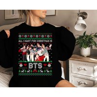 Bts Ugly Christmas Sweatshirt, All I Want For Christmas Is Bts — Sweats à capuche pour hommes