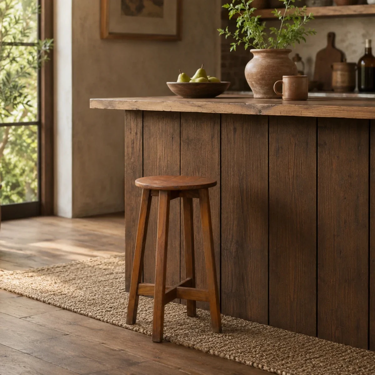 Tabouret Berol de Modern Karigar - Bois de Teck Recyclé — Tabourets de bar