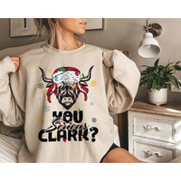 You Serious Clark Cow Christmas Lights Sweatshirt