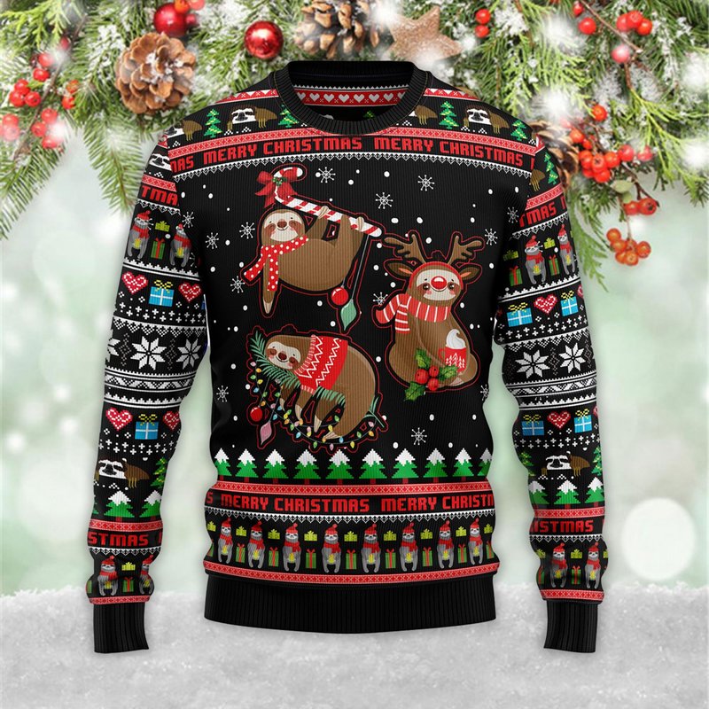 Sloth Xmas Ugly Christmas 3d Sweater — Chandails pour hommes