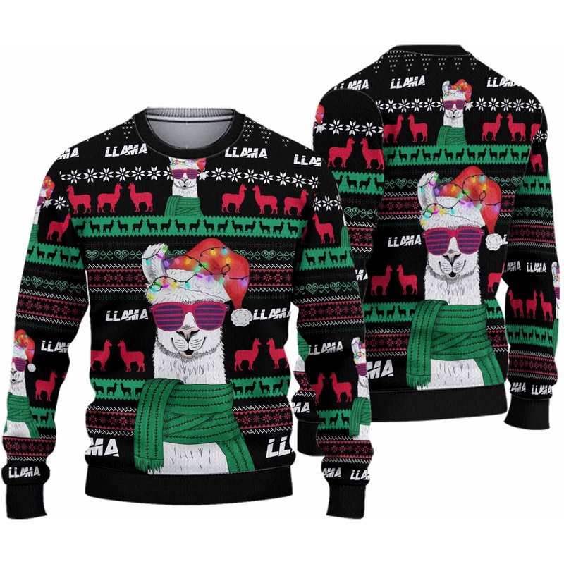 Llama Funny Ugly Christmas 3d Sweater — Chandails pour hommes