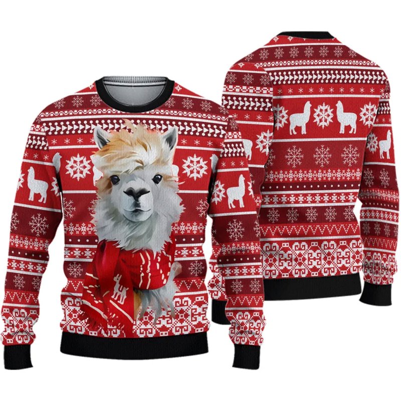 Festive Llama Xmas Christmas 3d Sweater — Chandails pour hommes
