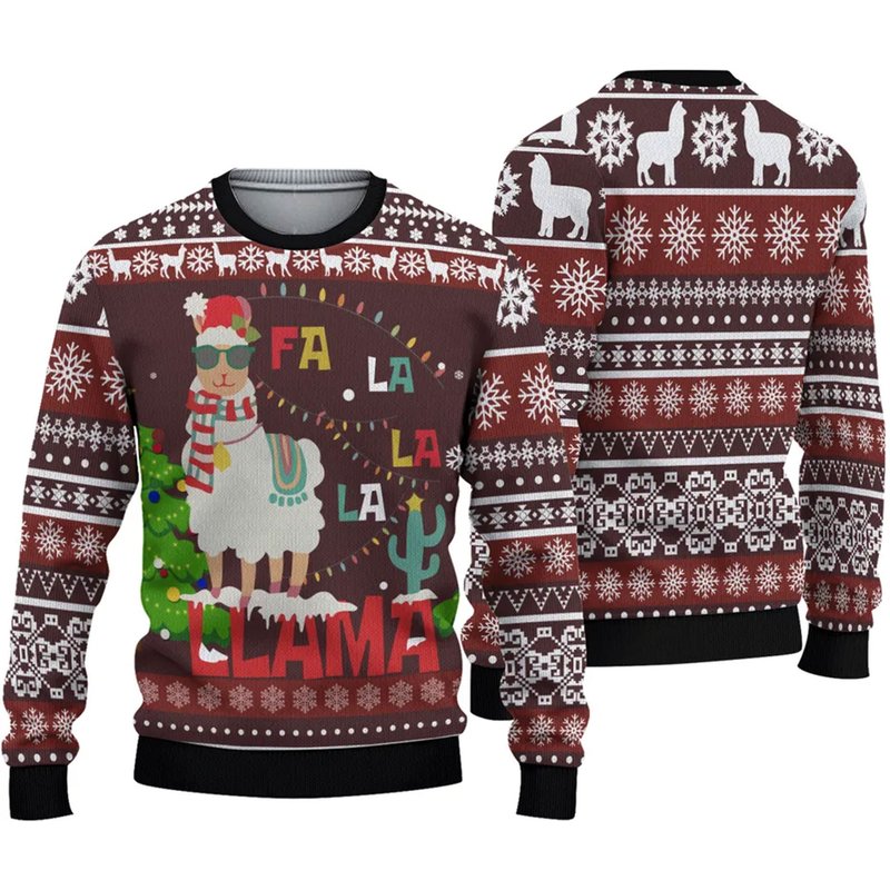 Llama Falalala Christmas 3d Sweater — Chandails pour hommes