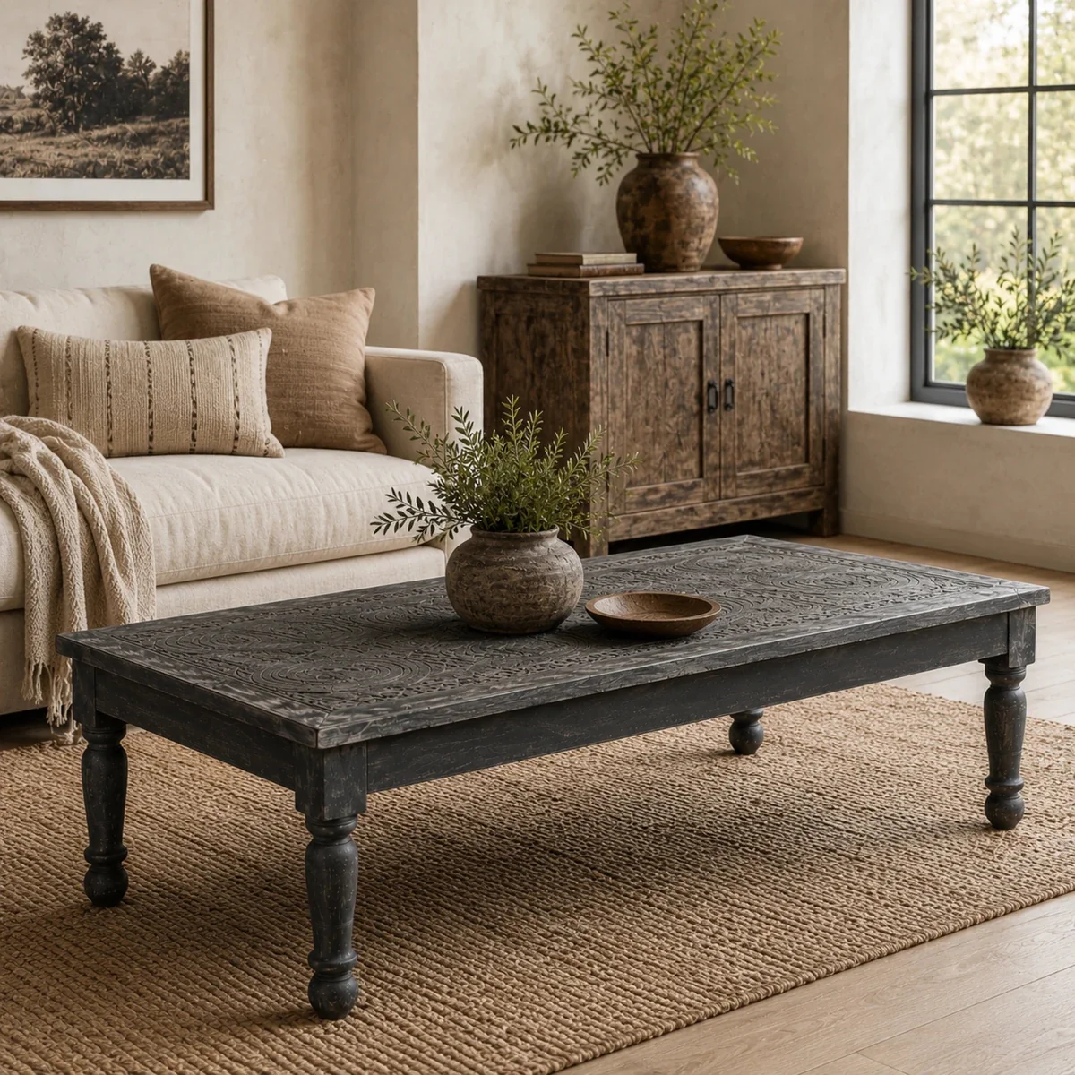 Seton Carving Vintage Coffee Table - 60*30*30 — Coffee & Side Tables
