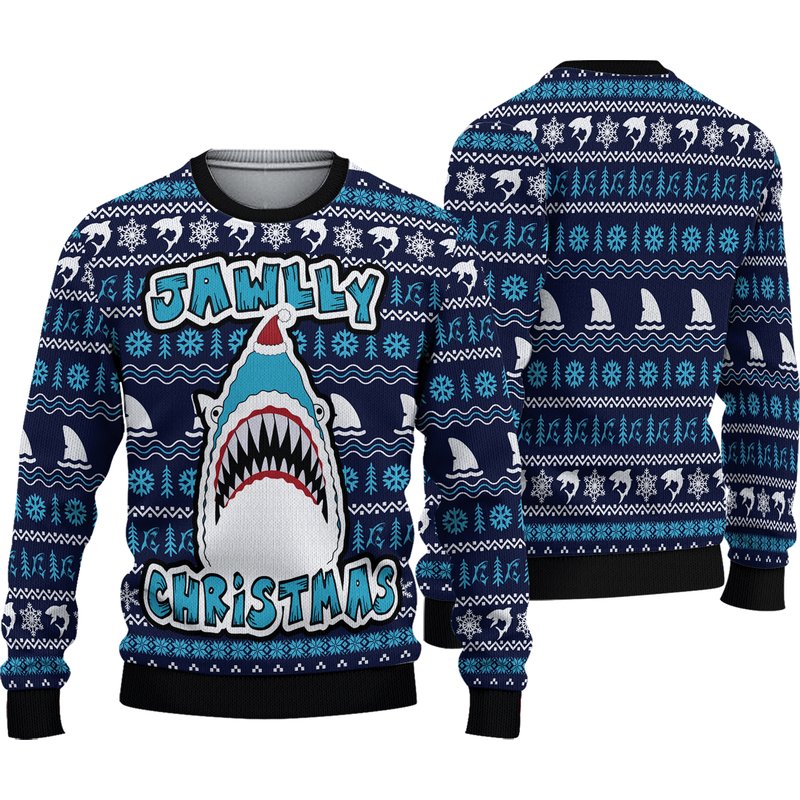 Shark Jawlly Christmas Ugly Christmas Sweater — Chandails pour hommes