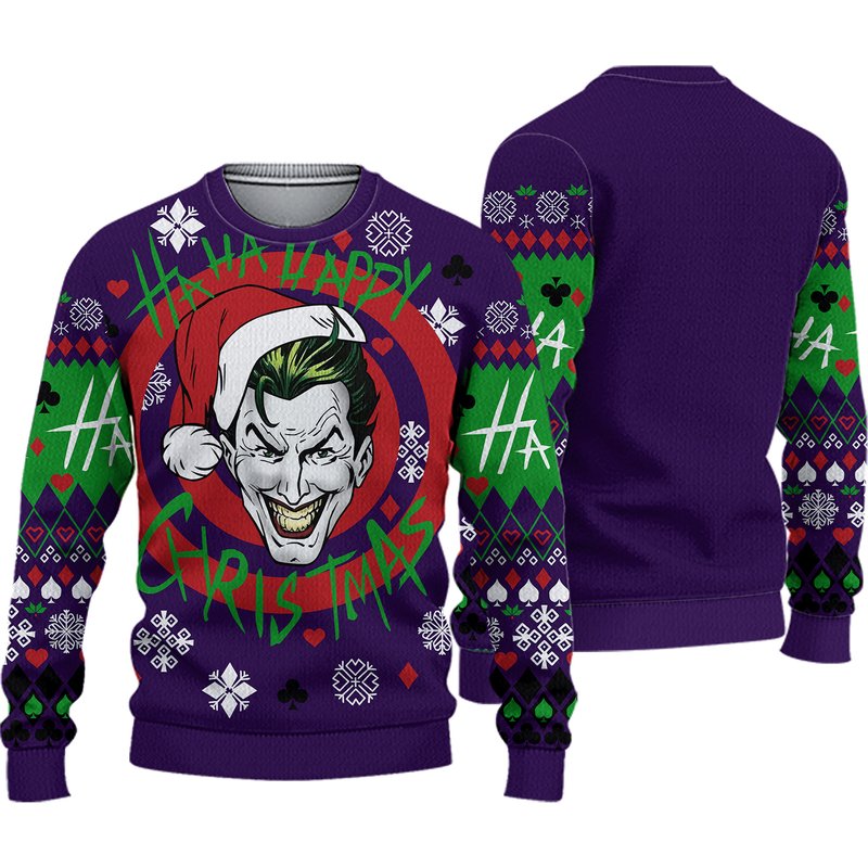 Haha Happy Christmas Joker Christmas Sweater — Chandails pour hommes
