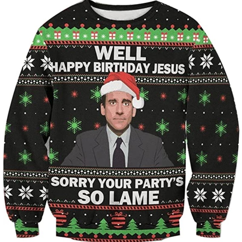 Funny Happy Birthday Jesus Sorry Your Party's So Lame Ugly Christmas Sweater — Chandails pour hommes