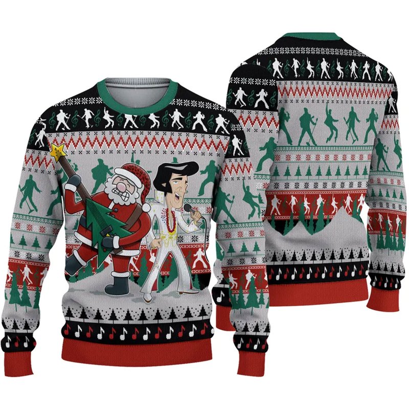 Elvis And Santa Claus Sweater — Chandails pour hommes