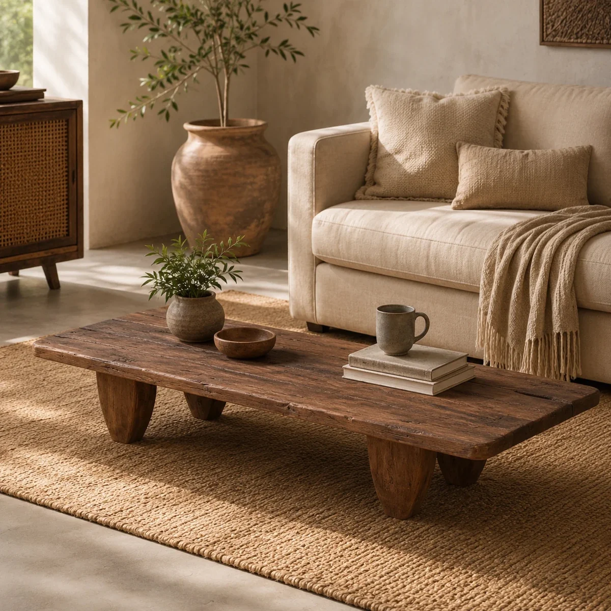 Rustic Low Coffee Table - 48 X 18 X 15 Inches