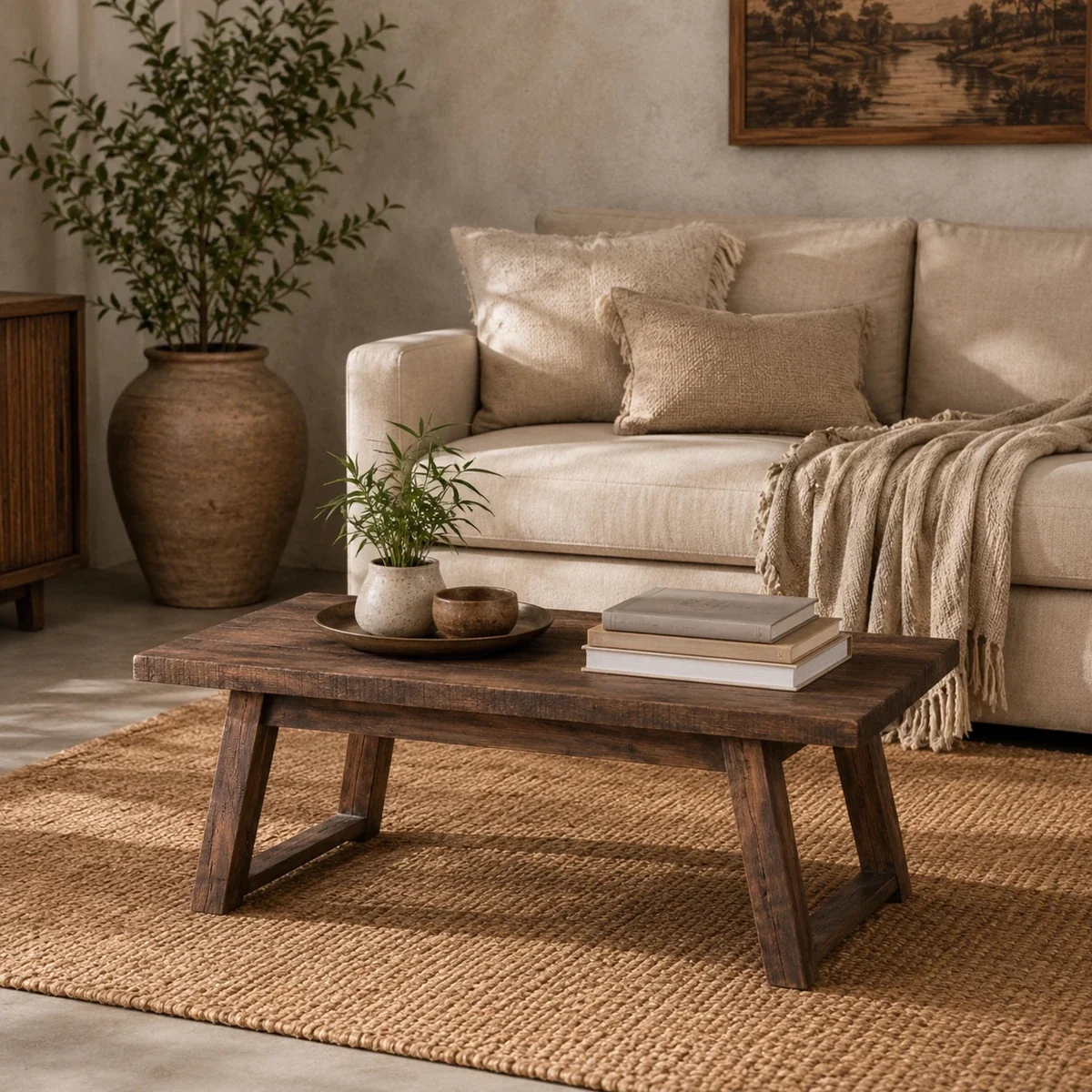 Rustic Wooden Coffee Table - 36 X 18 X 16 Inches