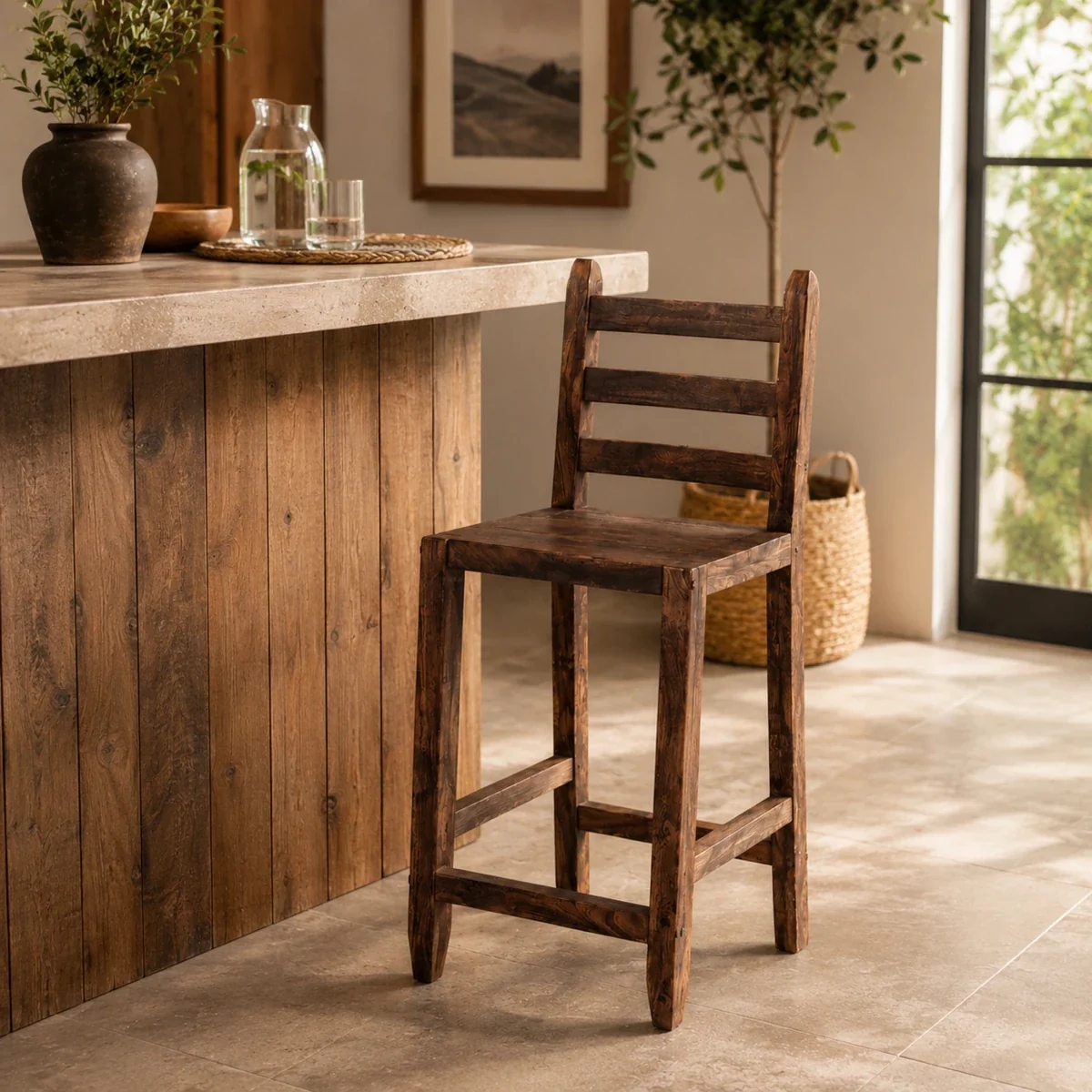 Classic Wooden Counter - Bar Chair - Set of 1 24 inch — Bar Stools