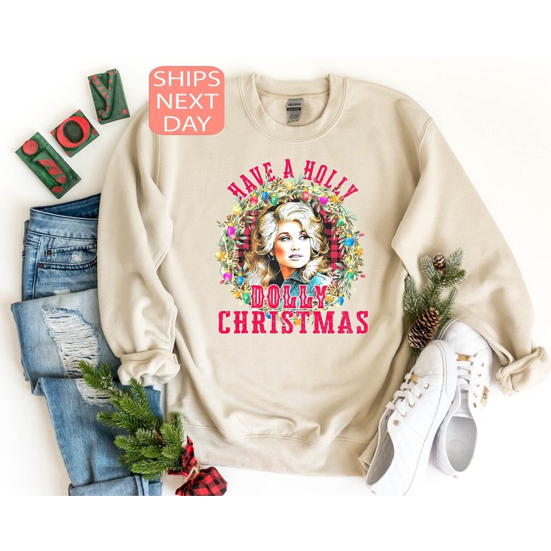 Have A Holly Dolly Christmas Sweatshirt, Holly Dolly Christmas Sweatshirt — Sweats à capuche pour hommes