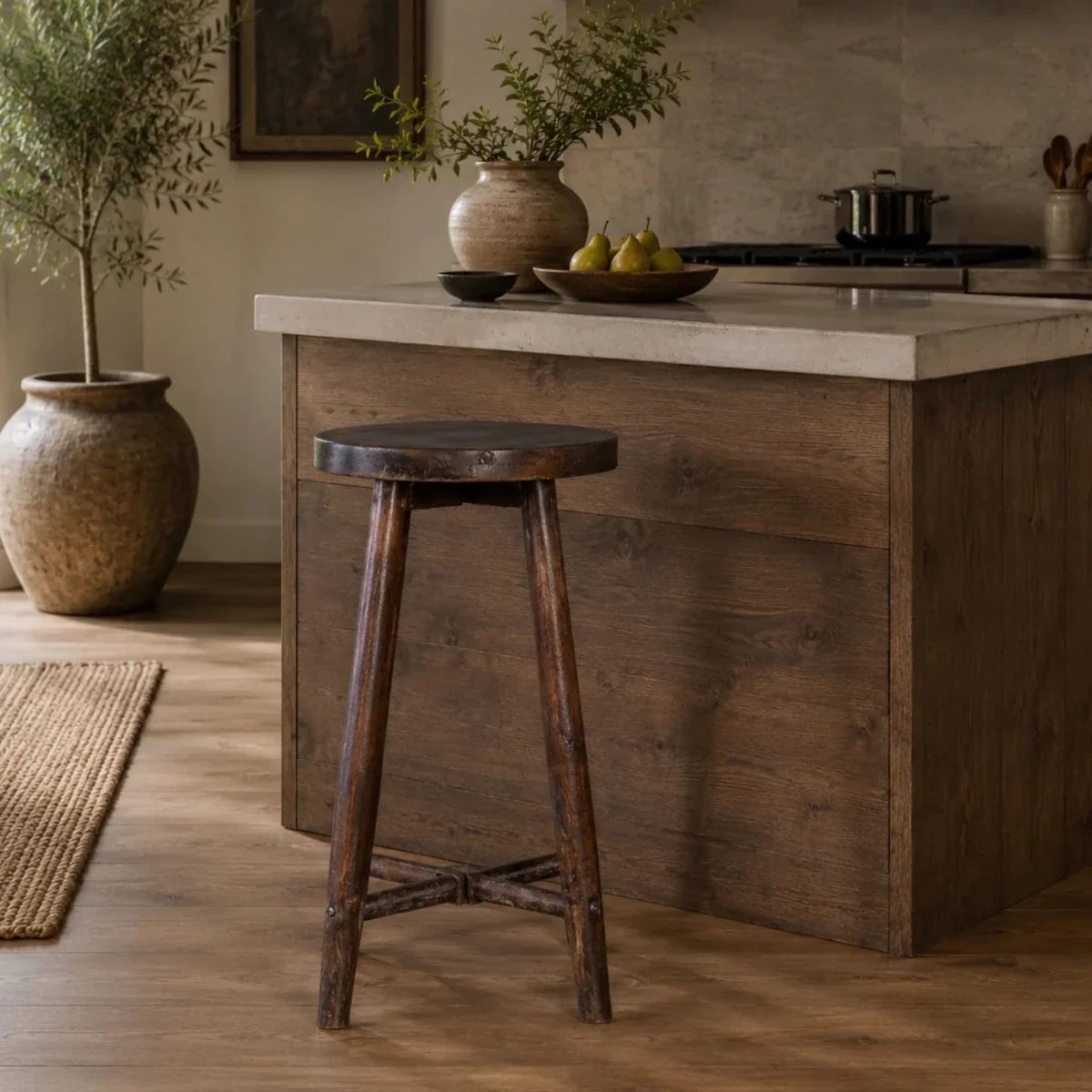 Simple Wooden Bar Stool by THE VINTAGE REALM