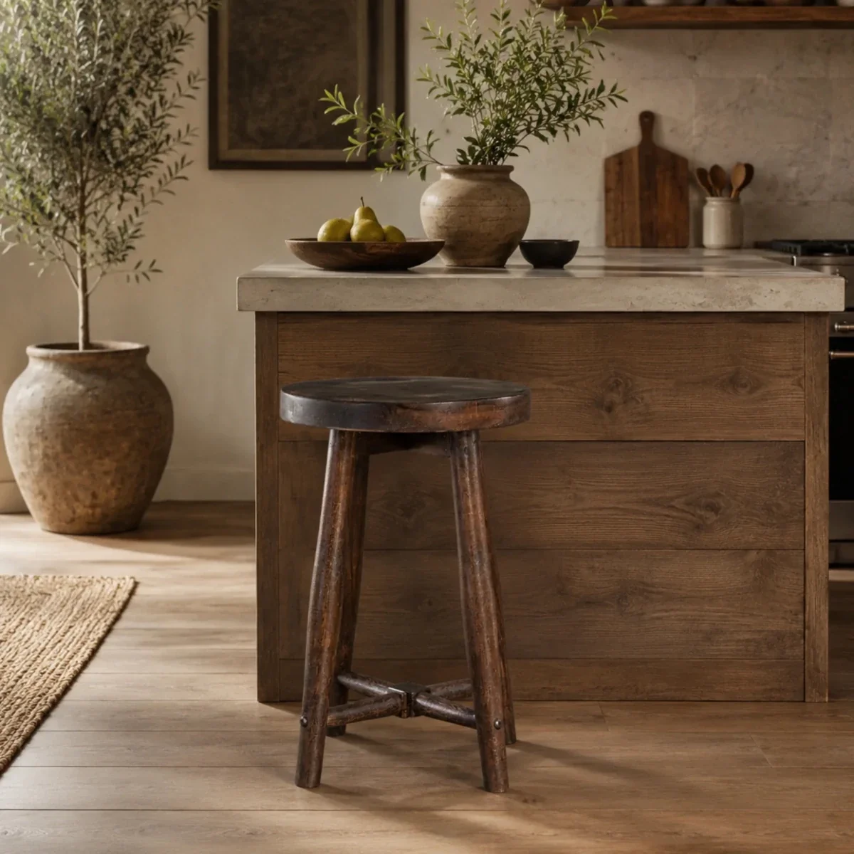 Tabouret Rond en Bois par THE VINTAGE REALM — Tabourets de bar