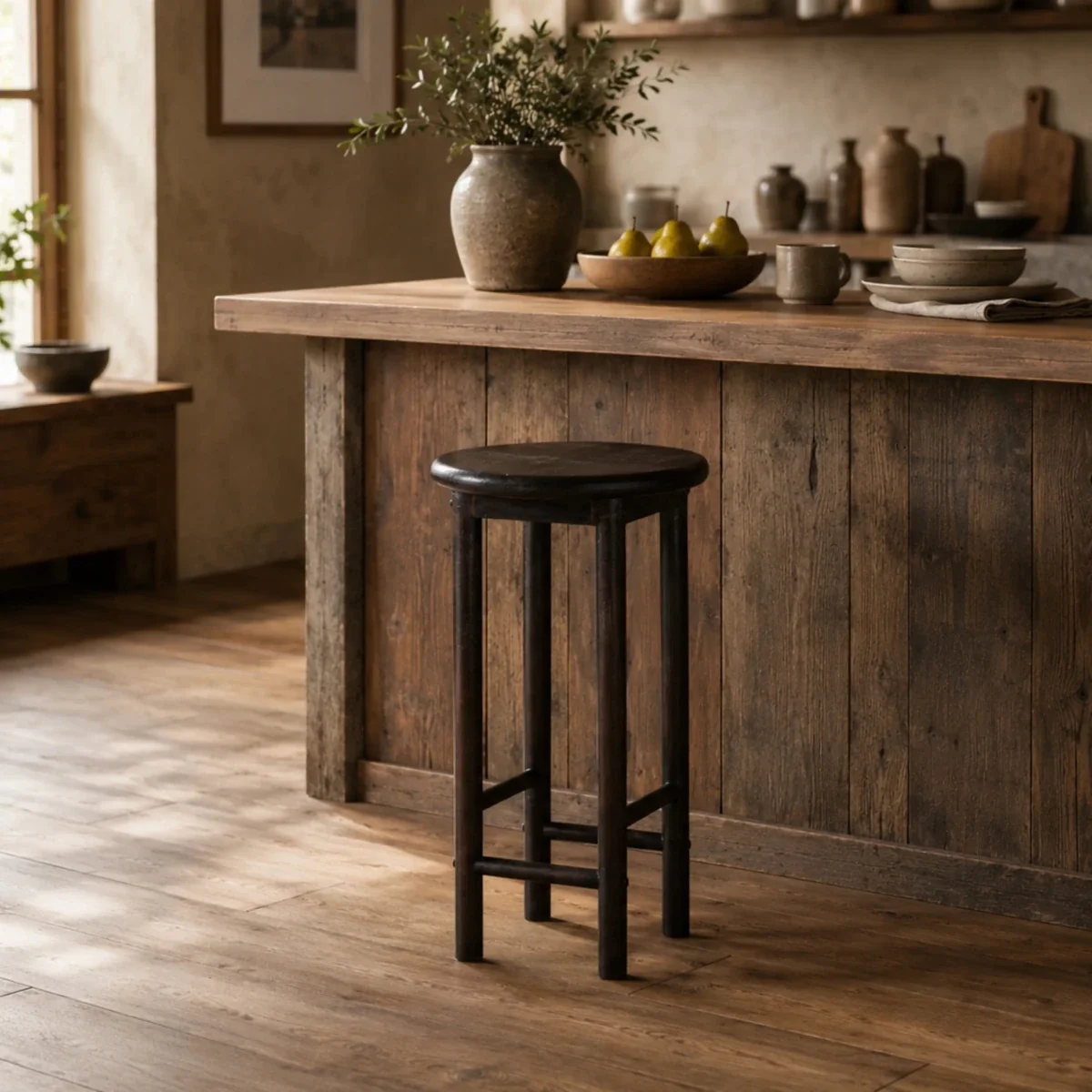 Compact Wooden Bar Stool by The Vintage Realm — Bar Stools