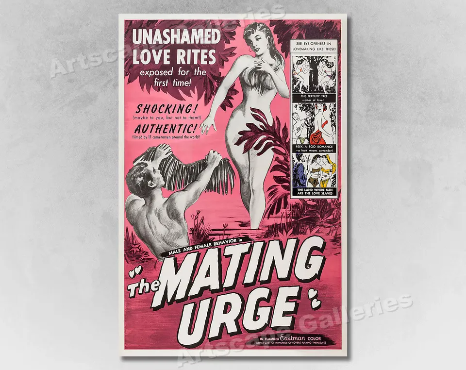 1950s Movie Poster "the Mating Urge" Adult Vintage Style Movie
