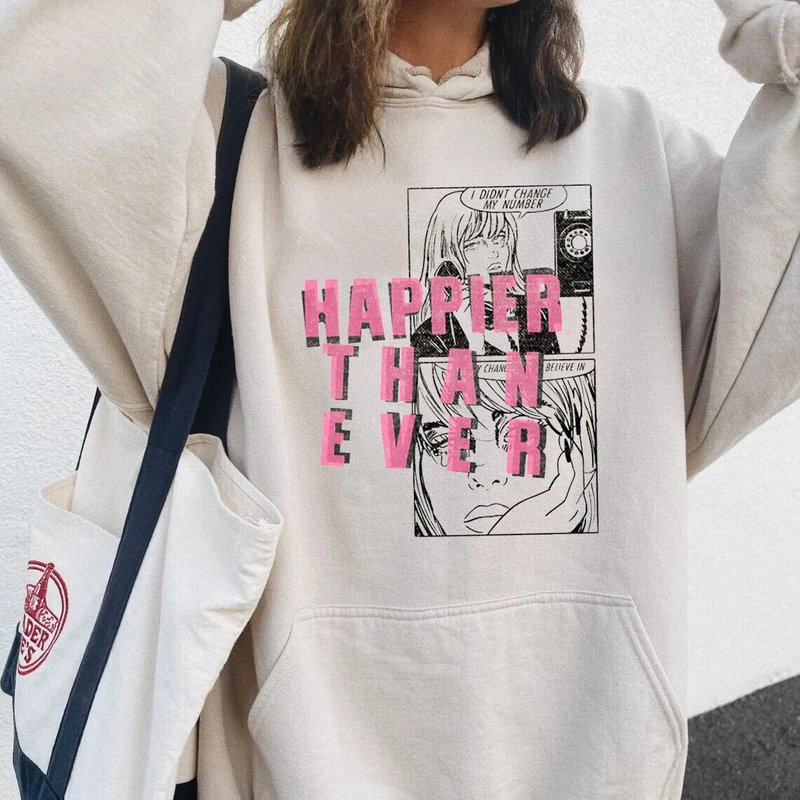 Vintage Happier Than Ever I Didn't Change My Number Billie Shirt, Hoodie — Mens Hoodies