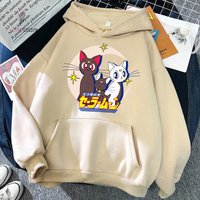Japanese Anime Moon Sailor Hoodie, Artemis And Diana Cartoon Pullover — Sweats à capuche pour hommes
