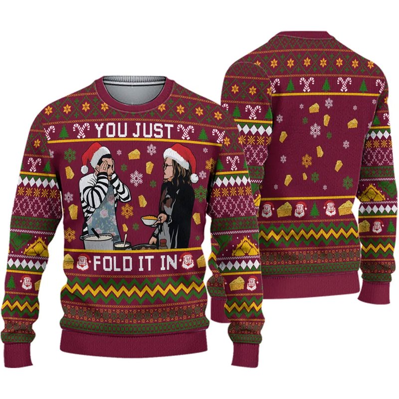 Fold The Cheese David Rose Ugly Knitted Christmas 3d Sweater — Chandails pour hommes