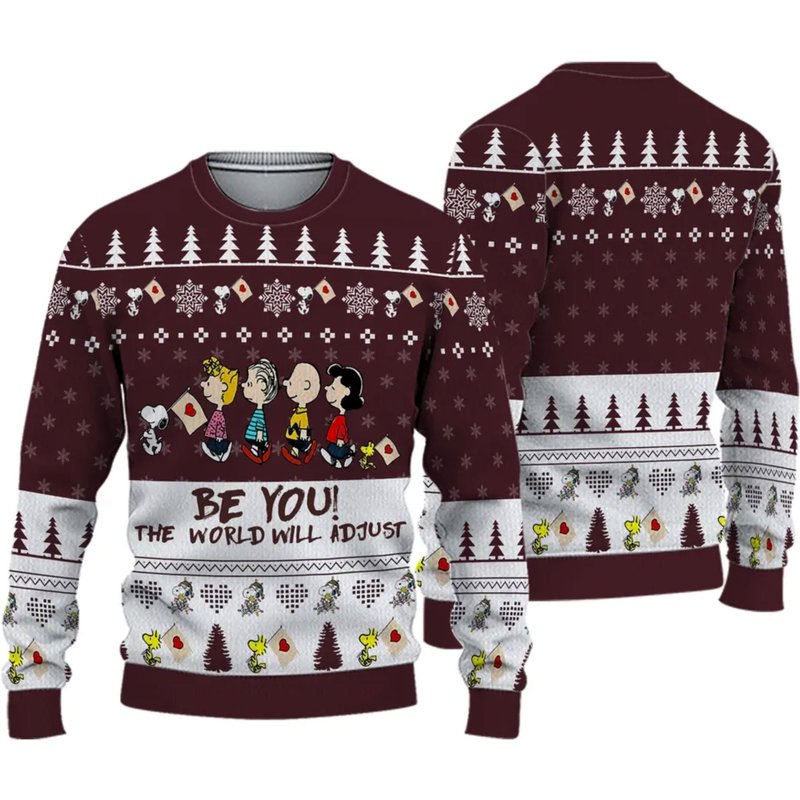 Be You: The World Will Adjust Snoopy Ugly Knitted Christmas 3d Sweater — Chandails pour hommes