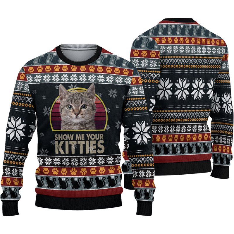 Show Me Your Kitties Ugly Knitted Christmas 3d Sweater
