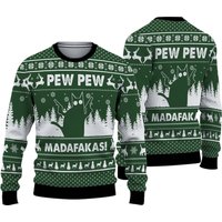 Pew Madafakas Pew Funny Black Cat Ugly Knitted Christmas 3d Sweater