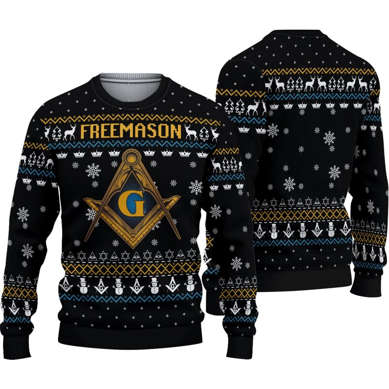 Freemasonry Ugly Knitted Christmas 3d Sweater — Chandails pour hommes