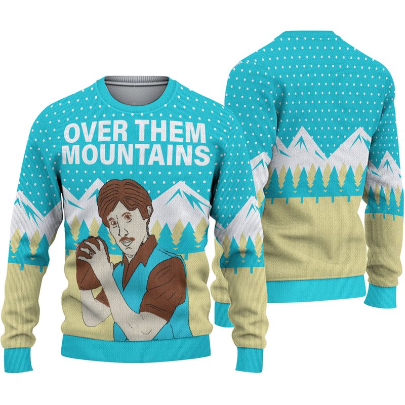 Over Them Mountains Uncle Rico Ugly Knitted Christmas 3d Sweater — Chandails pour hommes