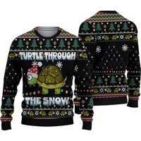 Turtle Through Snow Ugly Knitted Christmas 3d Sweater