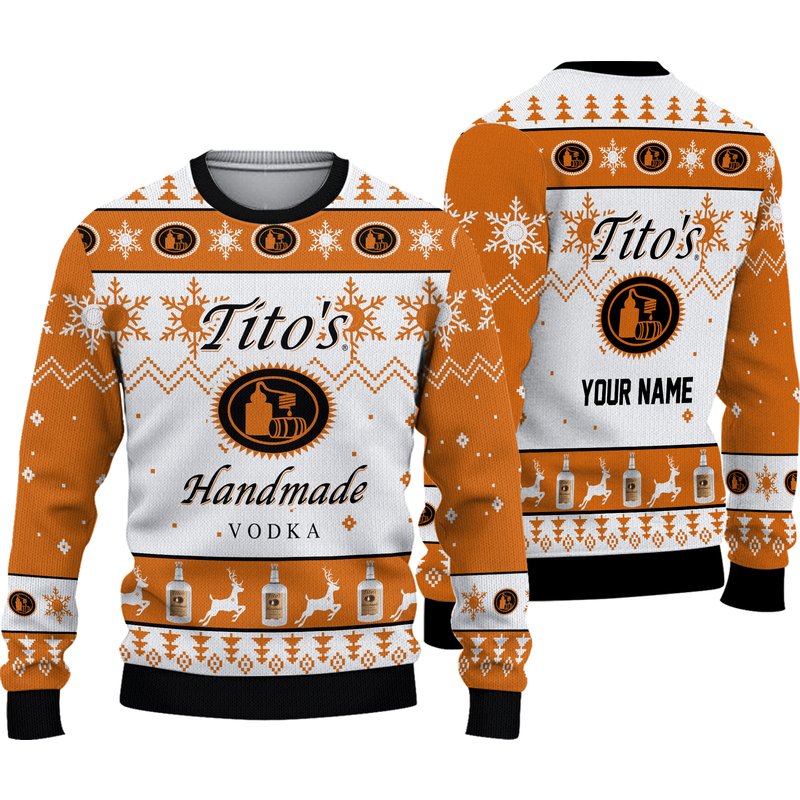 Tito's Handmade Vodka Custom Ugly Knitted Christmas 3d Sweater — Chandails pour hommes
