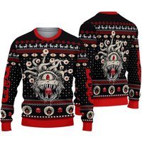 D20 Dungeons & Dragons Monster Ugly Knitted Christmas 3d Sweater