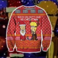 Beavis And Butt-head Do Christmas Ugly Knitted Christmas 3d Sweater — Sweats à capuche pour hommes