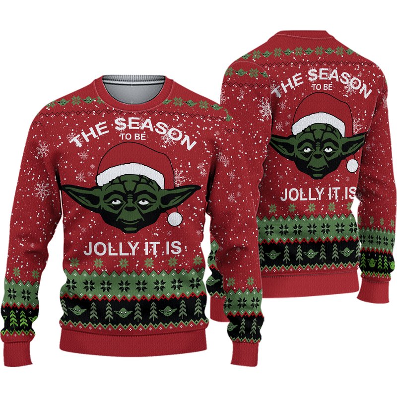 Tis The Season To Be Jolly Yodas Ugly Knitted Christmas 3d Sweater — Chandails pour hommes
