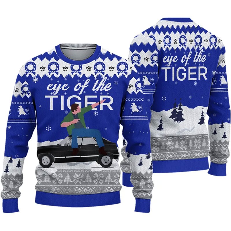 Supernatural Dean Singing Eye Of The Tiger Ugly Knitted Christmas 3d Sweater — Chandails pour hommes