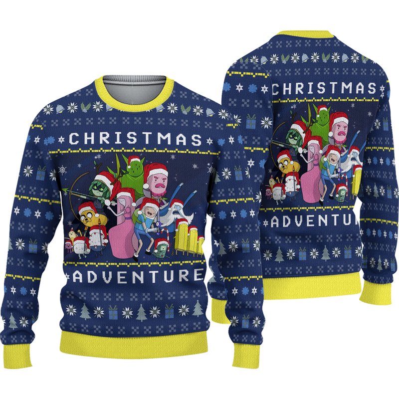 Adventure Time Ugly Knitted Christmas 3d Sweater — Chandails pour hommes