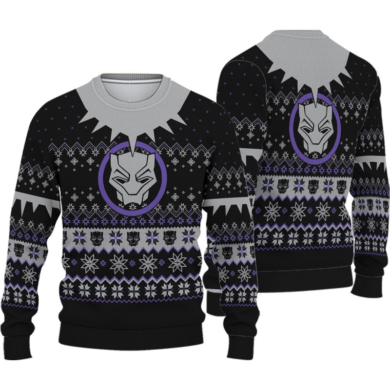 Black Panthers Wakanda Forever Ugly Knitted Christmas 3d Sweater — Chandails pour hommes