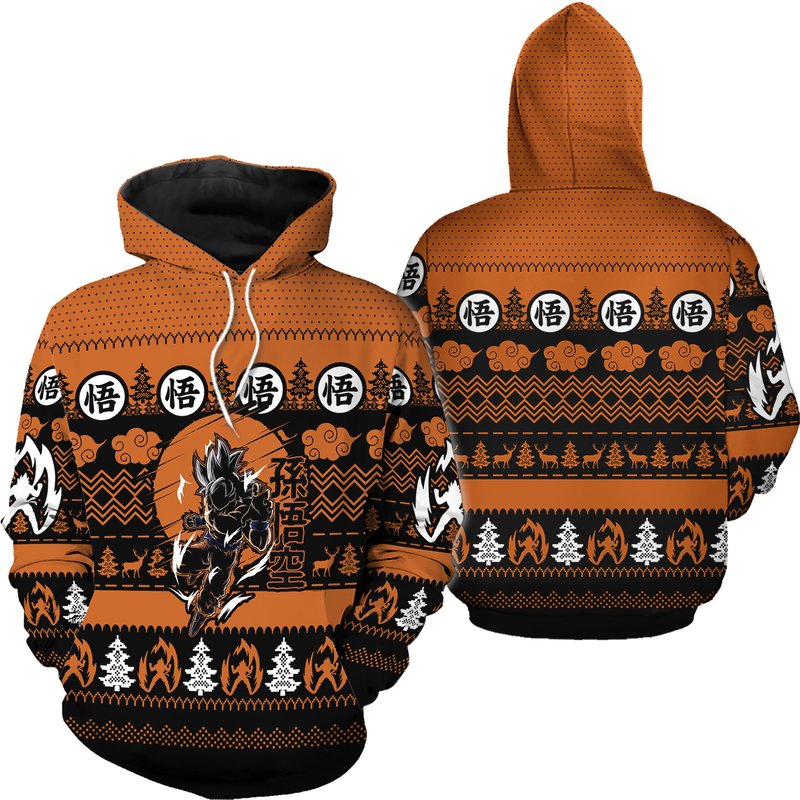 Songoku Super Saiyan Fighting Dragon Ball Christmas Knitting Pattern Unisex Hoodie — Sweats à capuche pour hommes