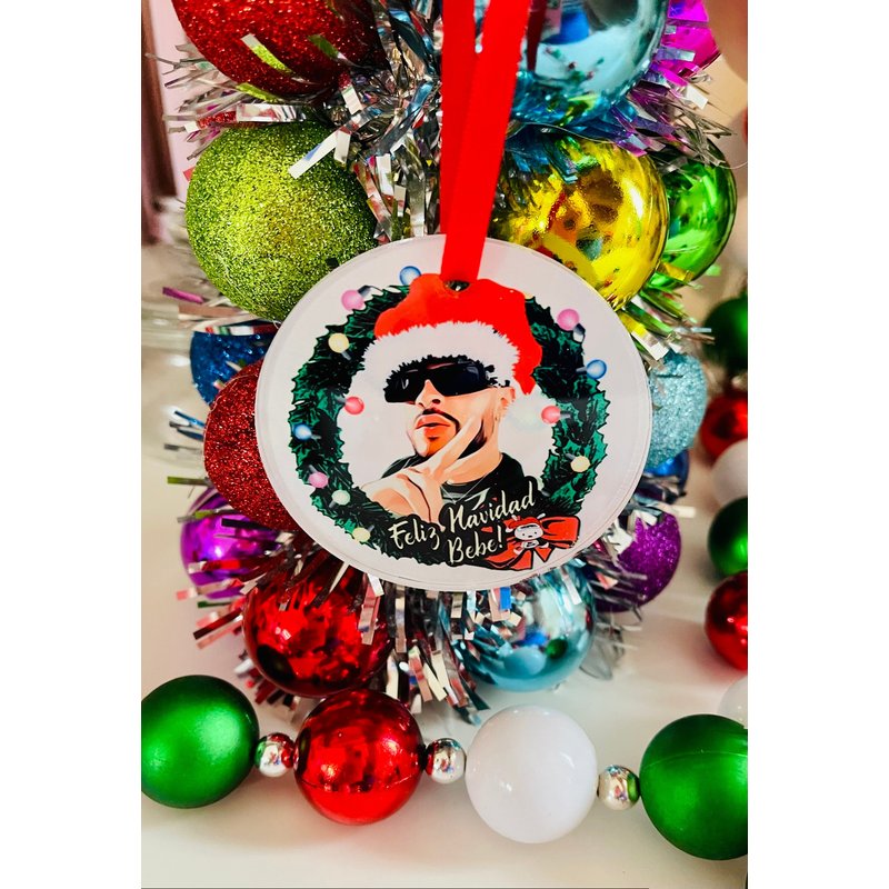 Bad Bunny Ornament, Bad Bunny Christmas, Feliz Navidad Bebe — Ornaments