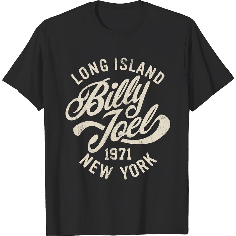 Billy Joel T-shirt | Long Island New York 1971 Graphic Tee, Rock Concert Tour Shirt — T-shirts pour hommes