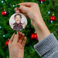 Post Malone Round Ceramic Christmas Tree Holiday Ornament