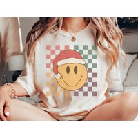 Christmas Smiley Face Shirt, Smiley Faces Shirt, Smile Santa Shirt — T-shirts pour hommes