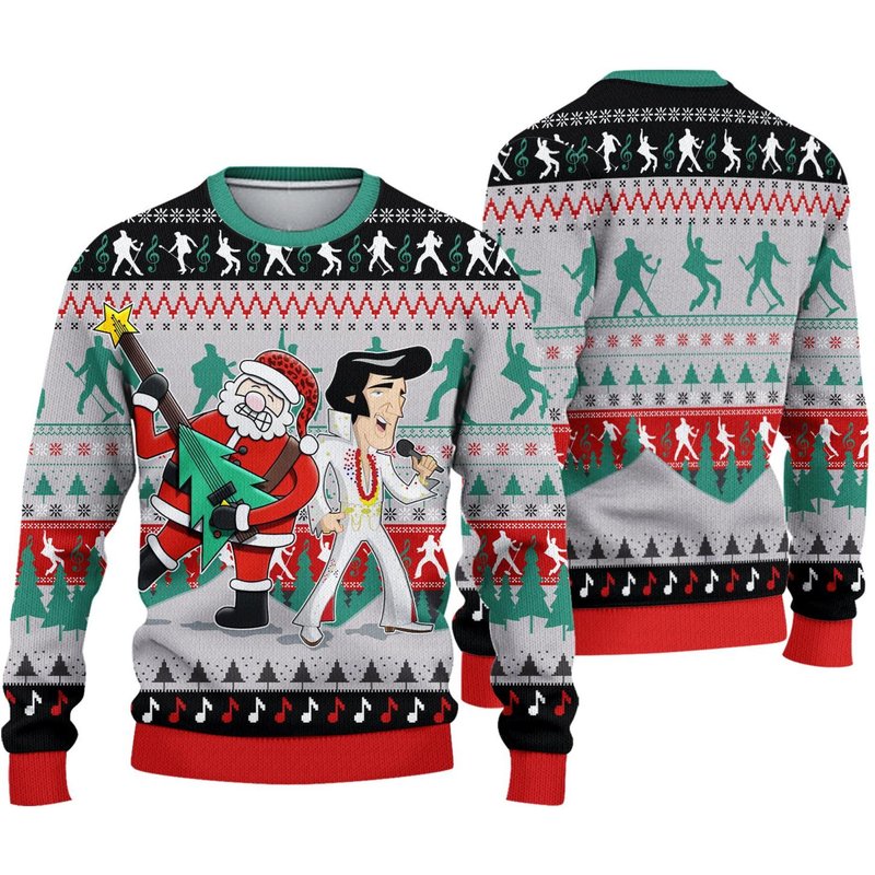 Elvis Presley Ugly Sweater, Elvis Presley Ugly Christmas Sweater — Chandails pour hommes