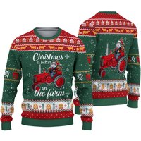 3d Christmas Is Better On The Farm Ugly Christmas — Mens Sweaters