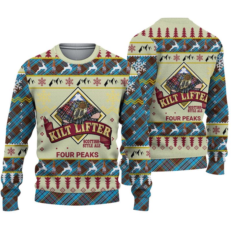 3d Kilt Lifter Four Peaks Christmas Ugly Sweater — Chandails pour hommes