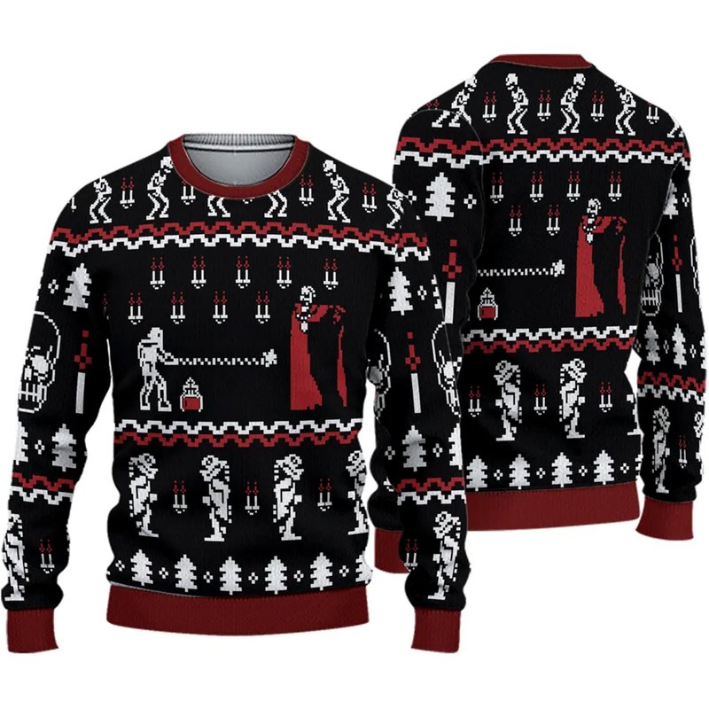 3d Castlevania Classic Game Ugly Christmas Sweater — Chandails pour hommes