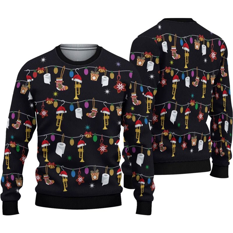 3d Christmas Trumpet Ugly Sweater — Chandails pour hommes